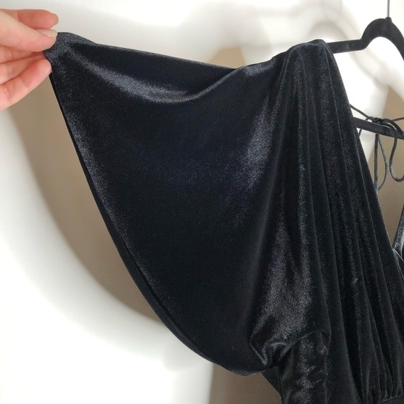 JENNY YOO Ellis Black Velvet Stretchy Long Bridesmaid Winter Wedding Gown Dress - Picture 6 of 15